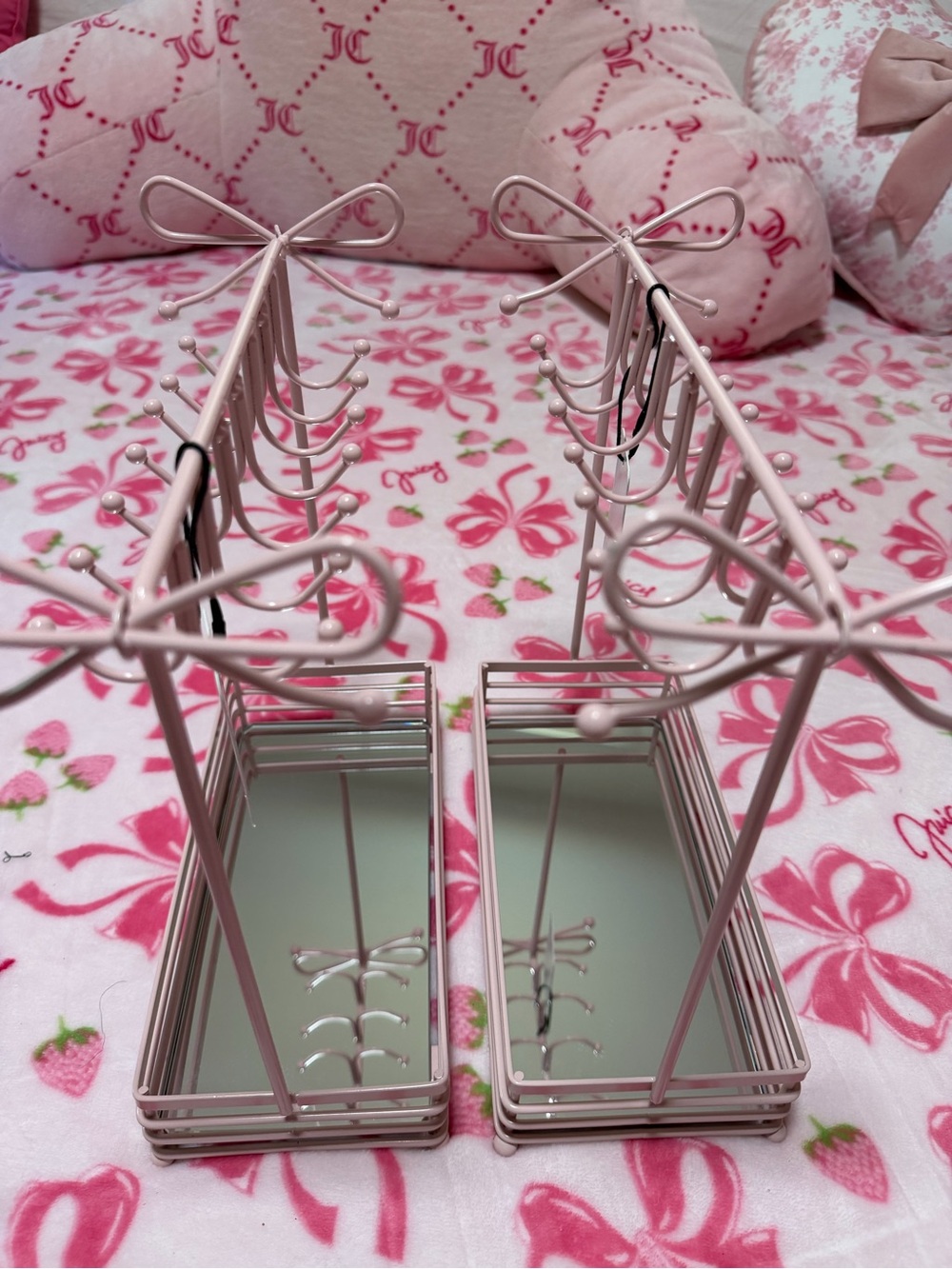Pink Metal Jewelry Stand with Mirror Tray (Set of 2) NWT - Picture 4 of 4